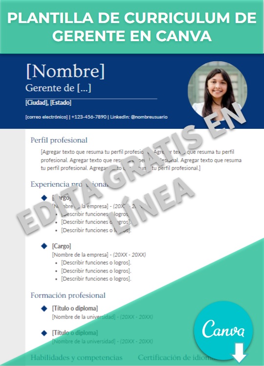 imagen de Modelo de curriculum de gerente en Canva