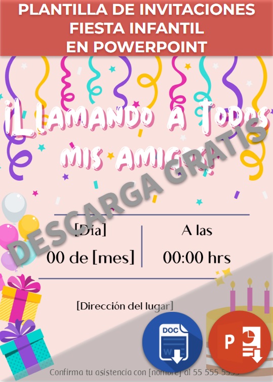 imagen de Modelo de invitaciones fiesta infantil en PowerPoint