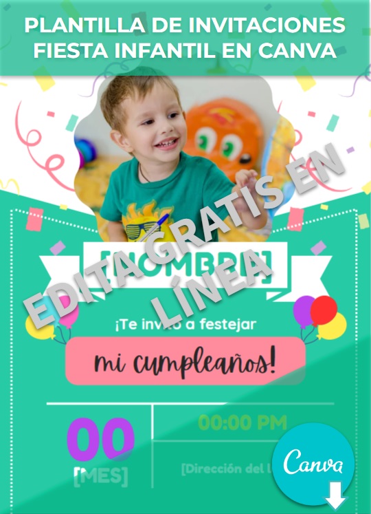imagen de Modelo para invitaciones fiesta infantil en Canva