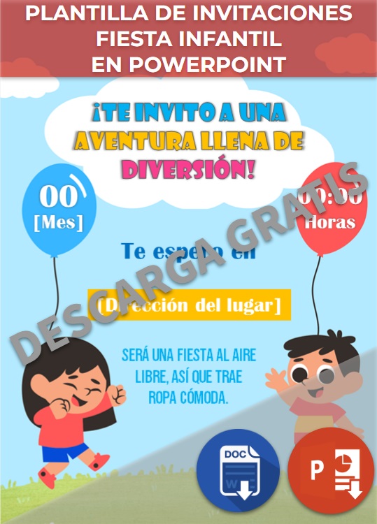 Invitaciones Fiesta Infantil Powerpoint Canva Ejemplos Y Plantillas 0433