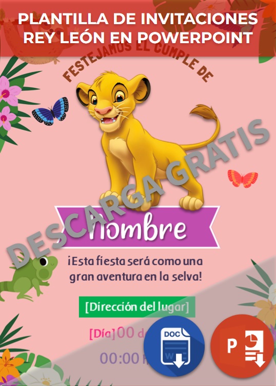 imagen de Plantilla de invitaciones del Rey León en PowerPoint