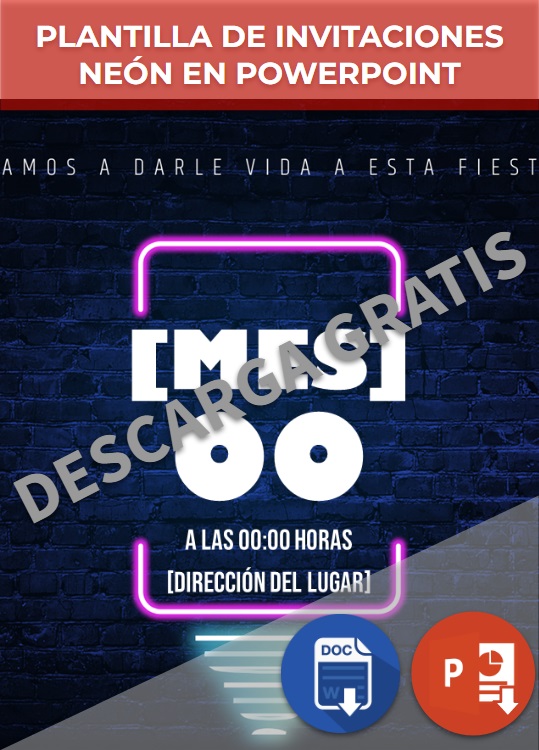 imagen de Plantilla de invitaciones neón en PowerPoint