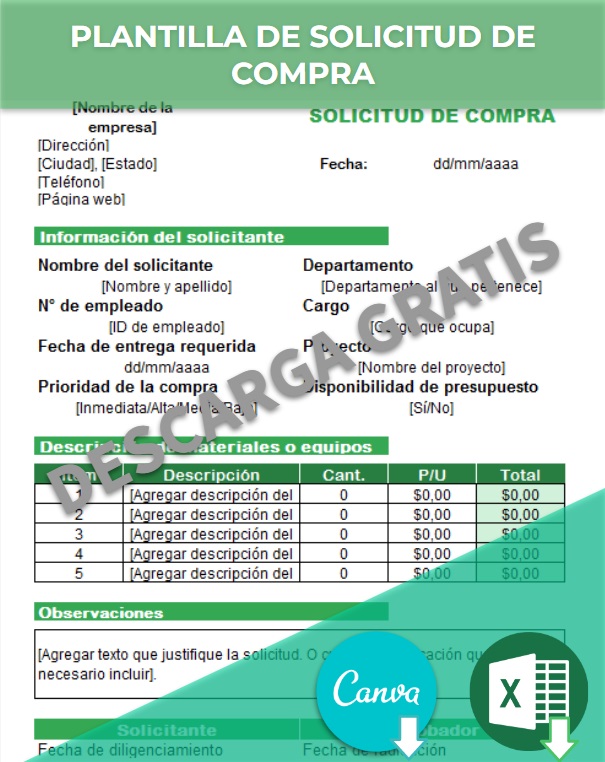 imagen de Plantilla de solicitud de compra en Excel
