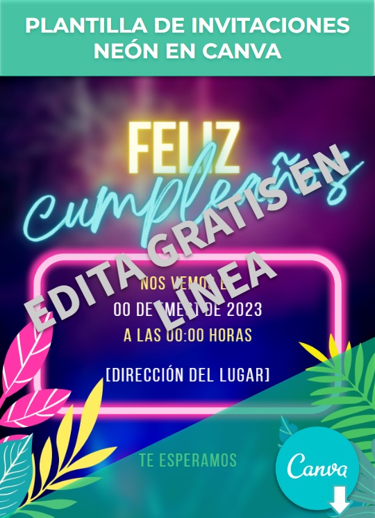 imagen de Plantilla para Invitaciones de neón en Canva