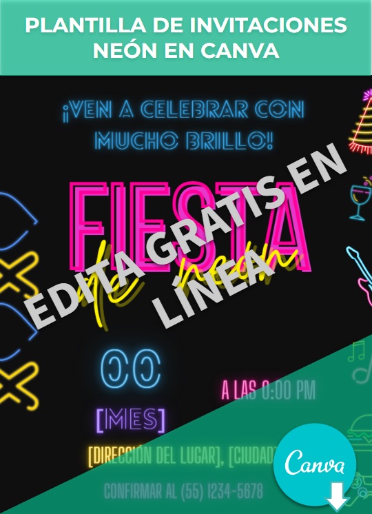 imagen de Plantilla para Invitaciones neón en Canva
