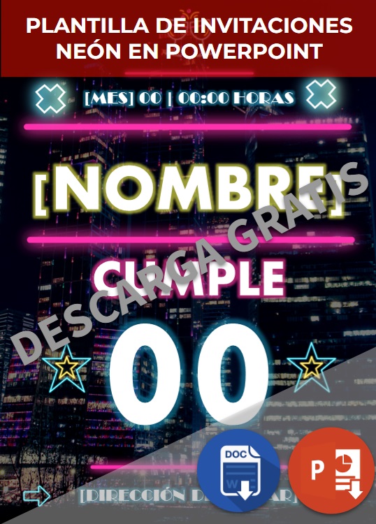 imagen de Plantilla para invitaciones de neón en PowerPoint
