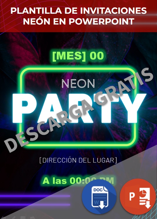 imagen de Plantilla para invitaciones neón en PowerPoint