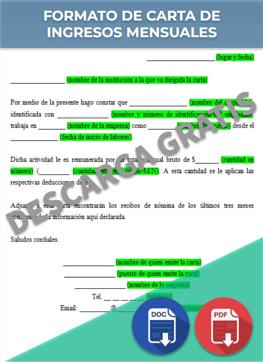 Carta De Ingresos Ejemplos Y Formatos Word Pdf 9140