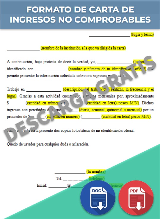 Carta De Ingresos Ejemplos Y Formatos Word Pdf 5630