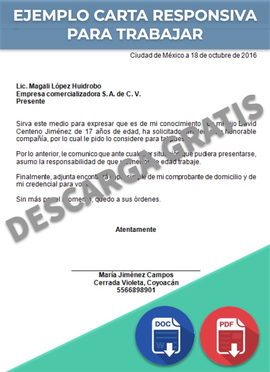 imagen de Ejemplo Carta responsiva para trabajar