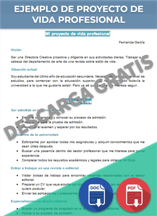 imagen de Ejemplo de proyecto de vida profesional en Word