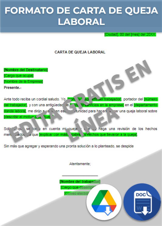 Carta De Queja Laboral Ejemplos Y Formatos Word Pdf 7943