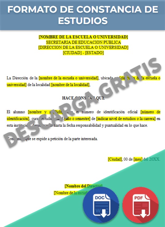 imagen de Formato de Constancia de estudios en Word