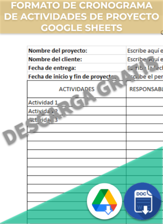 Formato de Cronograma de actividades de proyecto en google sheets