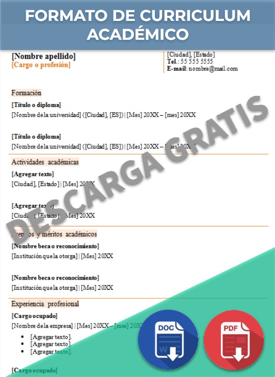 imagen de Formato de currículum académico en Word