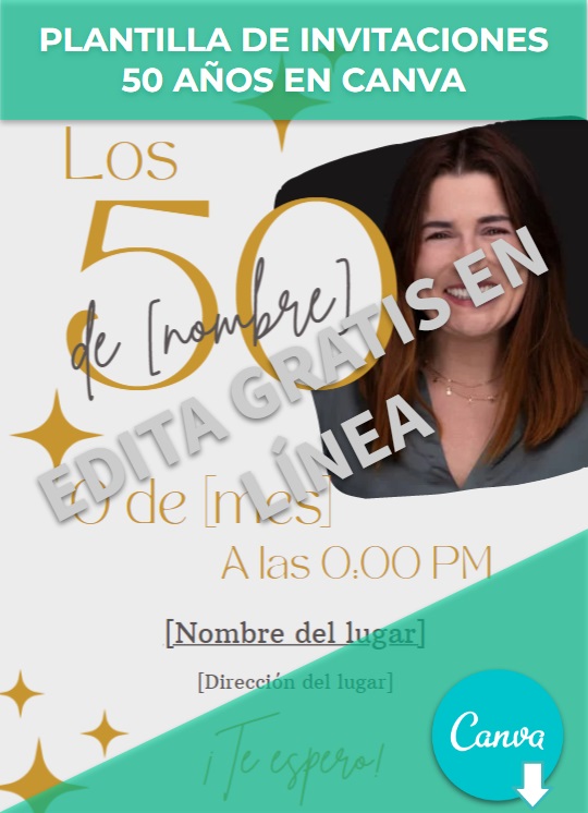 imagen de Plantilla de invitaciones 50 años en Canva