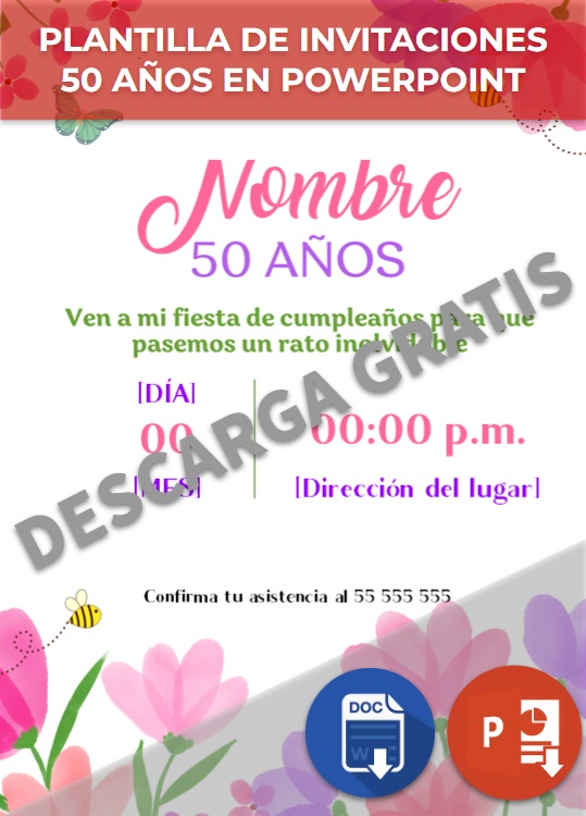 imagen de Plantilla de invitaciones de 50 años en PowerPoint