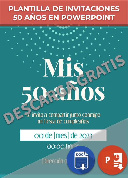 imagen de Plantilla para invitaciones 50 años en PowerPoint