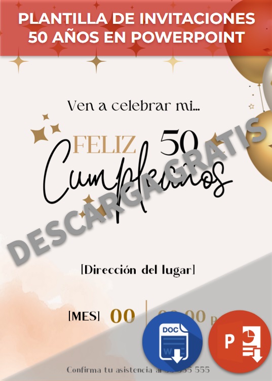 imagen de Plantilla para invitaciones de 50 años en PowerPoint