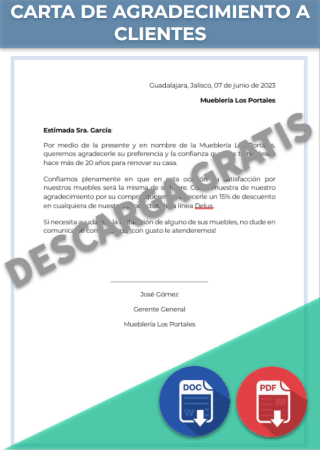 Carta de agradecimiento a clientes