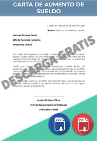 Carta de aumento de sueldo Ejemplos y Formatos Word, PDF