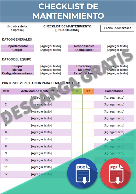 imagen de Checklist de mantenimiento