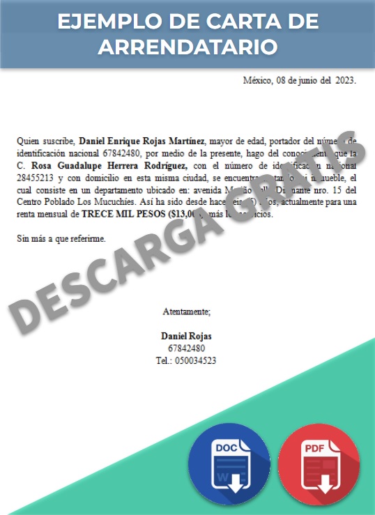 imagen de Ejemplo de carta de arrendatario