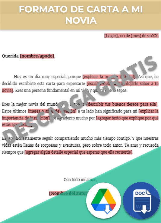 imagen de Formato de Carta a mi novia en Google Docs