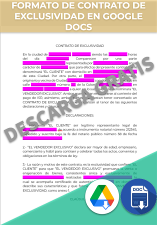 Formato de Contrato de exclusividad en Google Docs