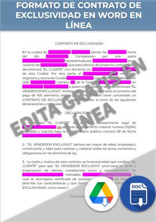 Formato de Contrato de exclusividad en Word en línea