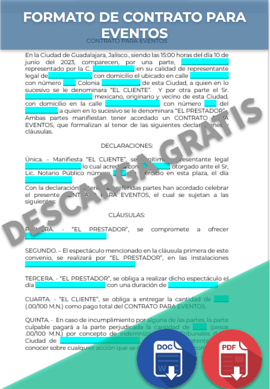 Contrato Para Eventos Ejemplos Formatos Word Pdf 5208