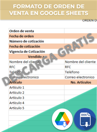 Formato de Orden de venta en Google sheets