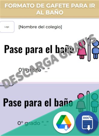 Formato de gafete para ir al baño en Google Slides