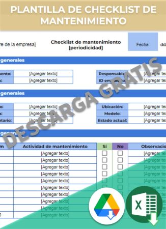 Plantilla de checklist de mantenimiento en Google Sheets