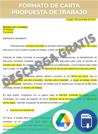 Formato de carta propuesta de trabajo en Google Docs