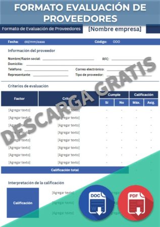 Formato evaluación de proveedores