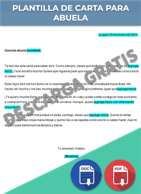 imagen de Plantilla de carta para abuela en Word
