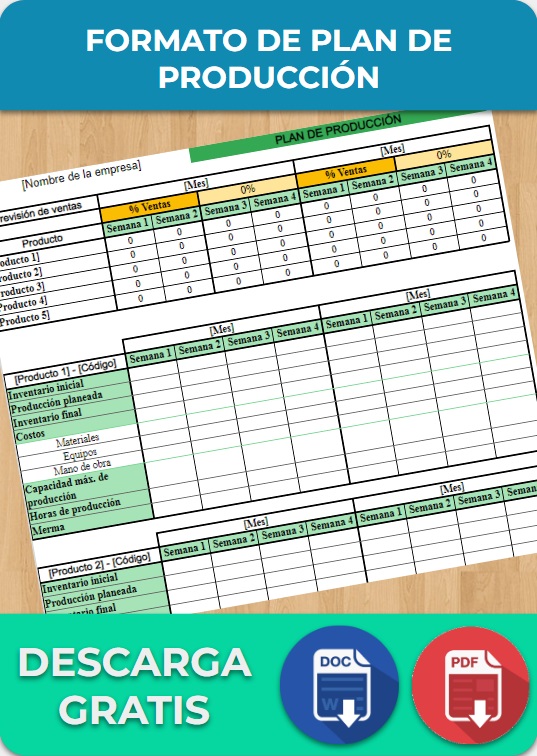imagen de Formato de plan de producción de Excel en línea