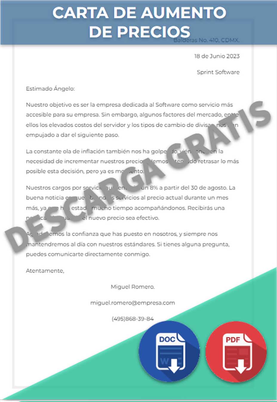 Carta De Aumento De Precios Ejemplos Y Formatos Word Pdf 5906