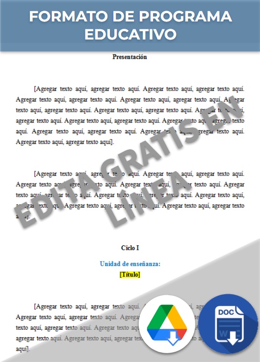 imagen de Formato de Programa educativo Word en línea