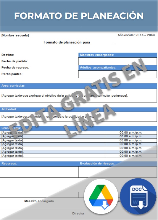 imagen de Formato de planeación Word en línea