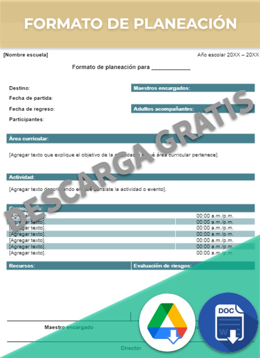 imagen de Formato de planeación en Google Docs