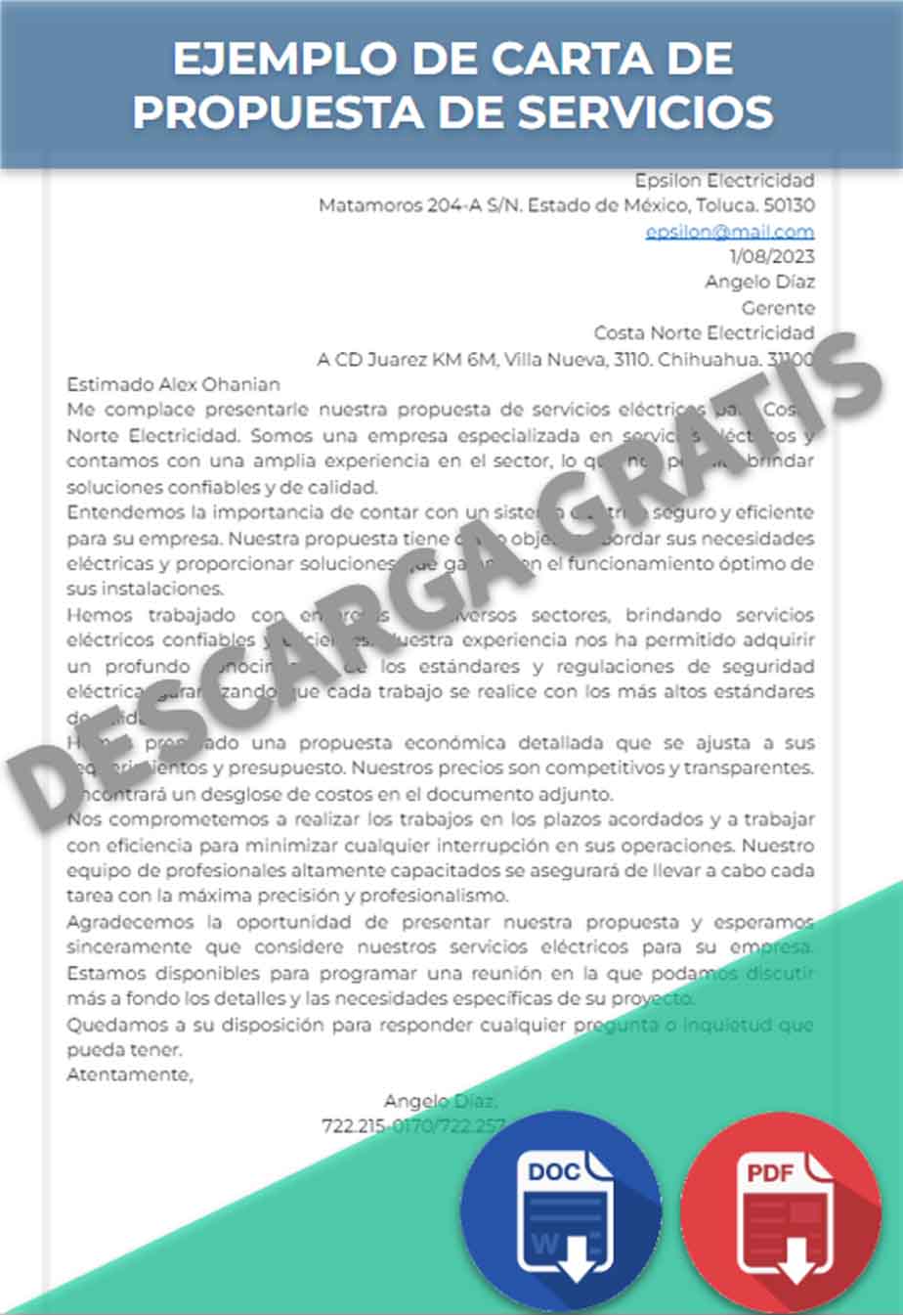 Carta Propuesta de Servicios Ejemplos y Formatos Word, PDF