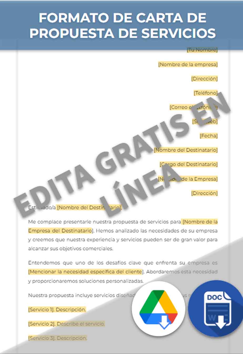 imagen de Formato Editable de Carta de Propuesta de Servicios en One Drive