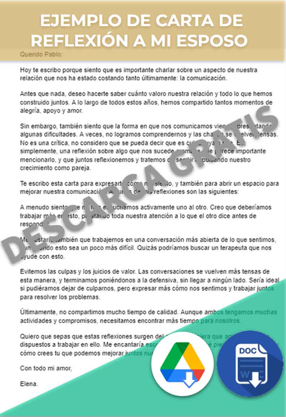 imagen de Ejemplo de carta de reflexión a mi esposo - Google Docs