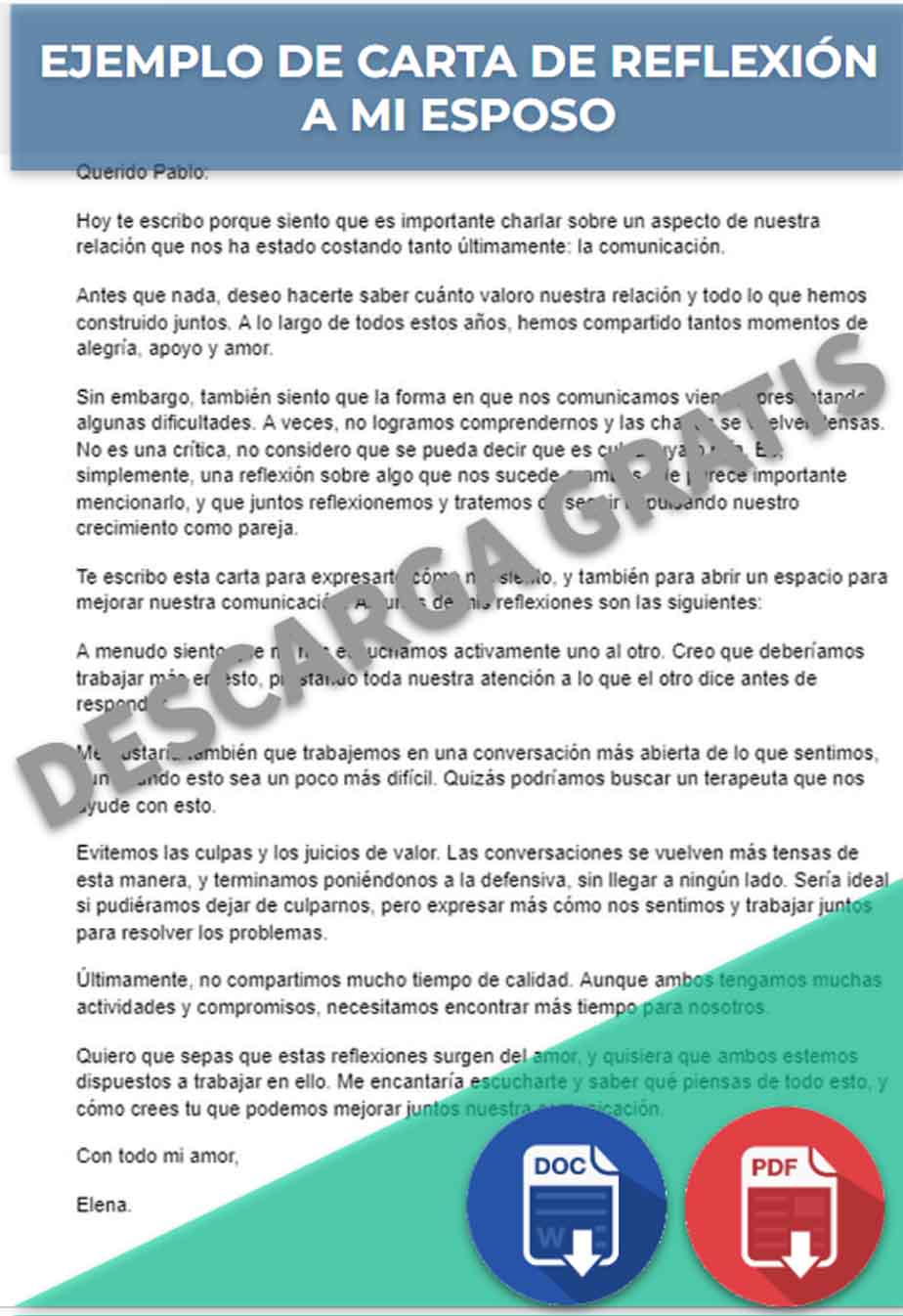 Carta A Mi Esposo Para Que Reflexione Carta a mi esposo de reflexión Ejemplos y Formatos Word, PDF