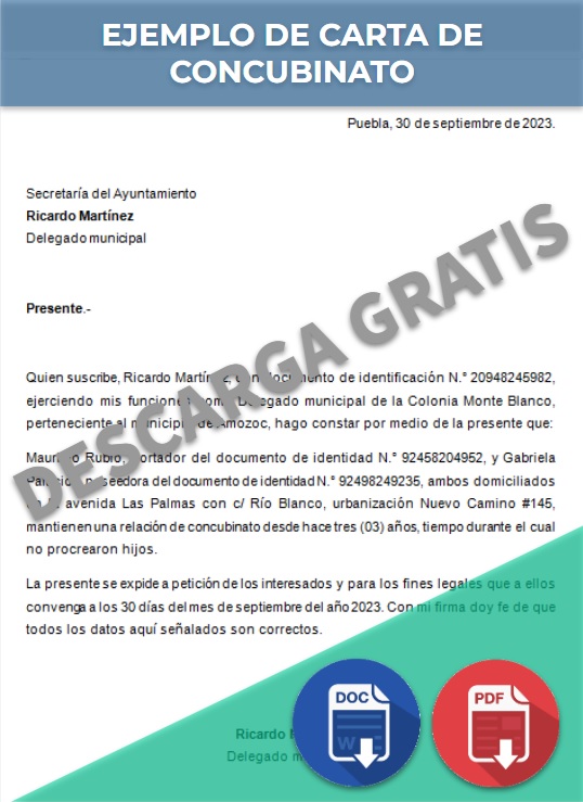 imagen de Ejemplo de carta de concubinato