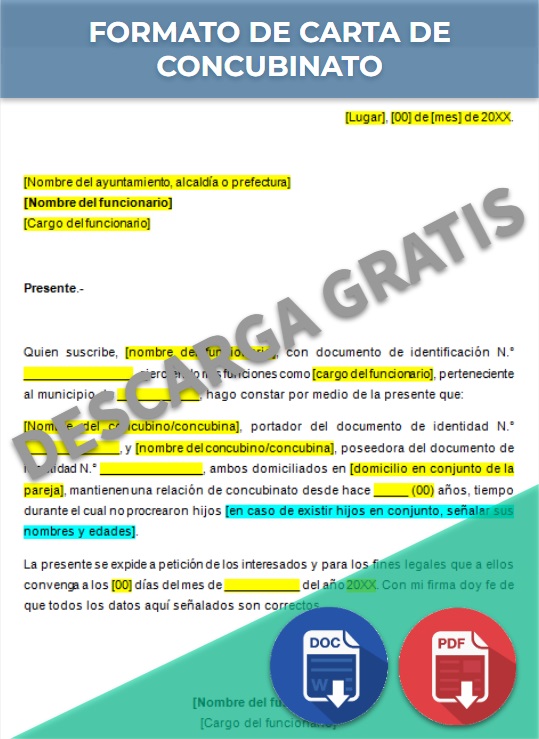 imagen de Formato de carta de concubinato en Word